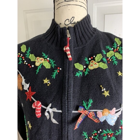 Vintage Planet & Company Woman 1X Christmas Sweater Vest Full Zip Santa - Picture 4 of 16